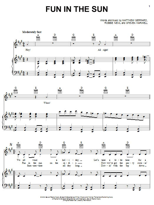 Steve Harwell Fun In The Sun sheet music notes and chords arranged for Piano, Vocal & Guitar Chords (Right-Hand Melody)
