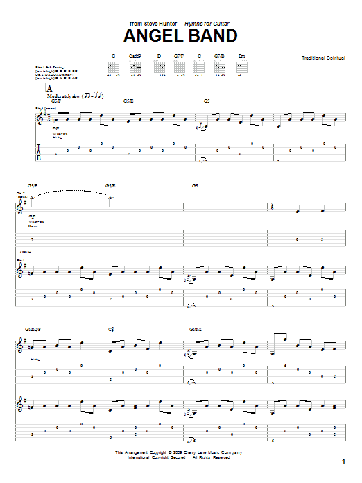 Steve Hunter Angel Band sheet music notes and chords arranged for Guitar Tab