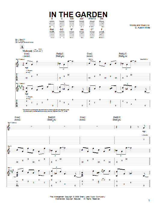 Steve Hunter In The Garden sheet music notes and chords arranged for Guitar Tab