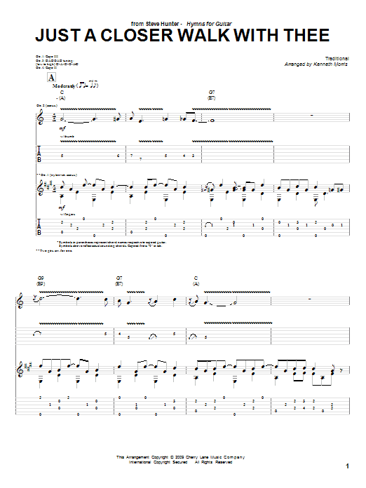 Steve Hunter Just A Closer Walk With Thee sheet music notes and chords arranged for Guitar Tab
