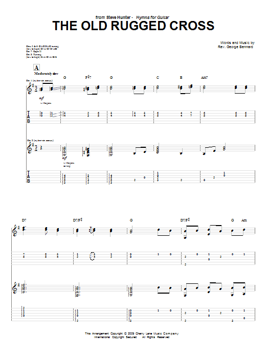 Steve Hunter The Old Rugged Cross sheet music notes and chords arranged for Guitar Tab
