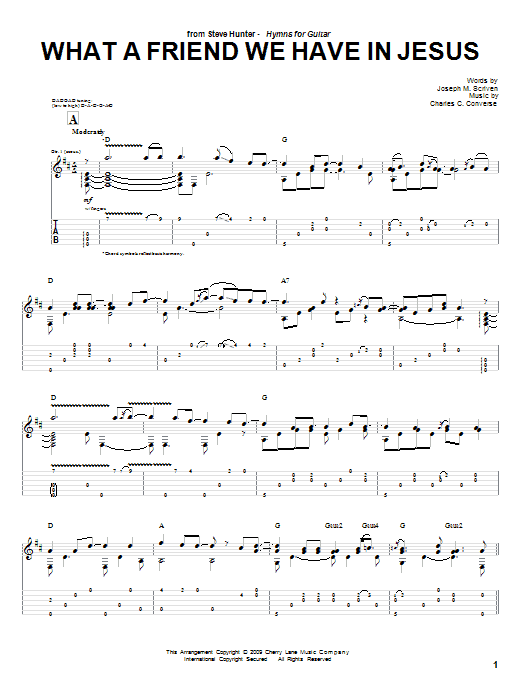 Steve Hunter What A Friend We Have In Jesus sheet music notes and chords arranged for Guitar Tab