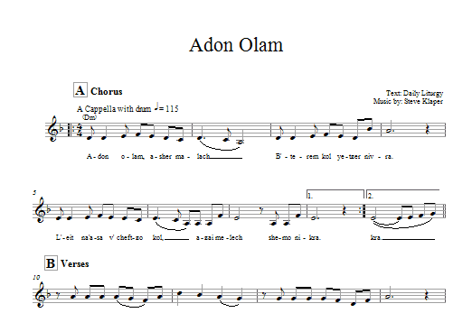 Steve Klaper Adon Olam sheet music notes and chords arranged for Lead Sheet / Fake Book