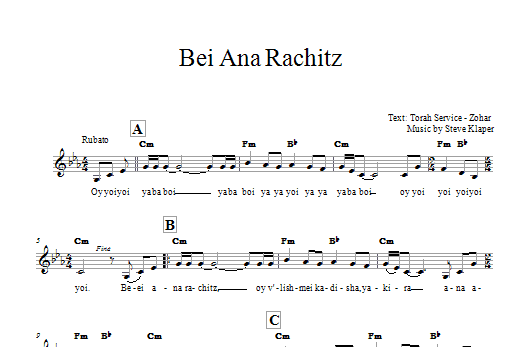 Steve Klaper Bei Ana Rachitz sheet music notes and chords arranged for Lead Sheet / Fake Book