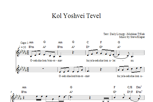 Steve Klaper Kol Yoshvei Tevel sheet music notes and chords arranged for Lead Sheet / Fake Book