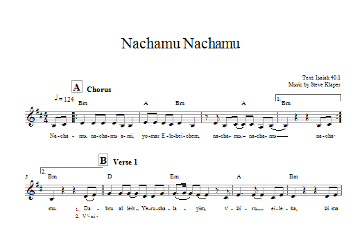 Steve Klaper Nachamu Nachamu sheet music notes and chords arranged for Lead Sheet / Fake Book