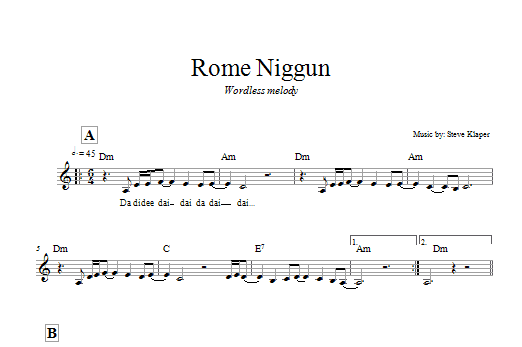 Steve Klaper Rome Niggun sheet music notes and chords arranged for Lead Sheet / Fake Book