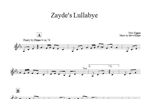 Steve Klaper Zayde's Lullabye sheet music notes and chords arranged for Lead Sheet / Fake Book