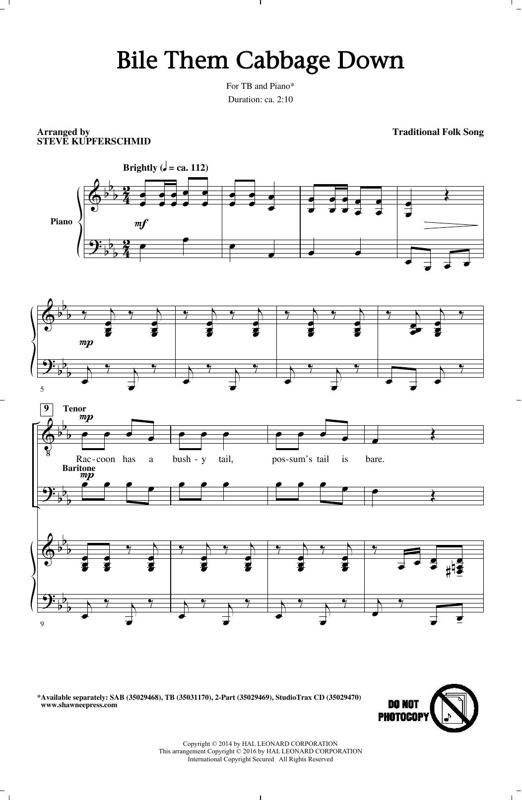 Steve Kupferschmid Bile Them Cabbage Down sheet music notes and chords arranged for TB Choir