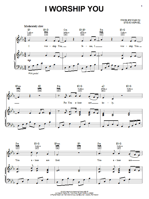 Steve Merkel I Worship You sheet music notes and chords arranged for Piano, Vocal & Guitar Chords (Right-Hand Melody)