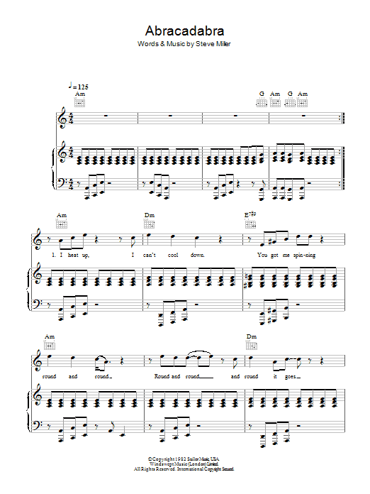 Steve Miller Band Abracadabra sheet music notes and chords arranged for Lead Sheet / Fake Book