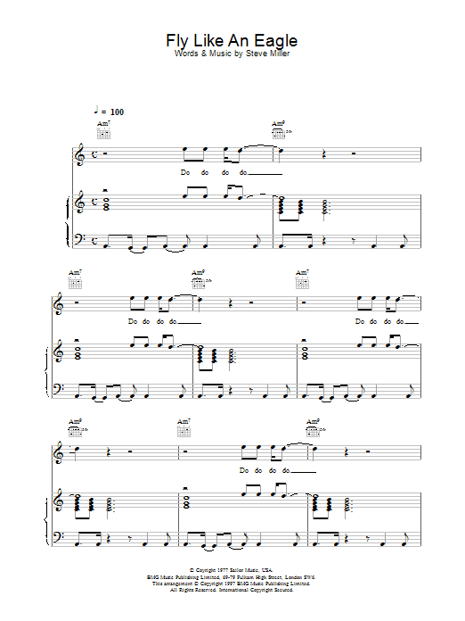 Steve Miller Band Fly Like An Eagle sheet music notes and chords arranged for Super Easy Piano