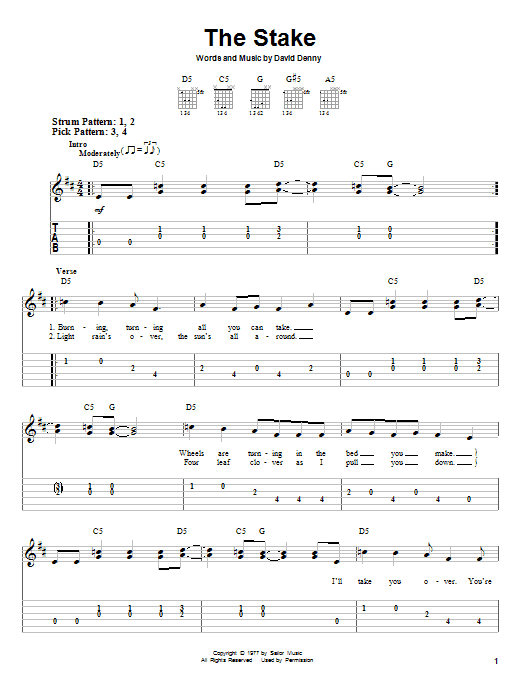 Steve Miller Band The Stake sheet music notes and chords arranged for Guitar Chords/Lyrics