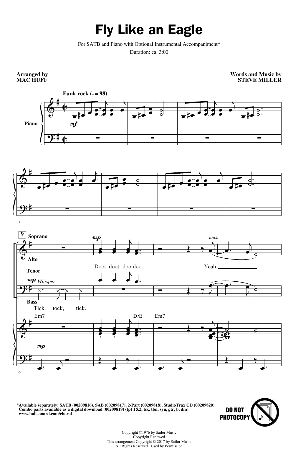 Steve Miller Fly Like An Eagle (arr. Mac Huff) sheet music notes and chords arranged for 2-Part Choir