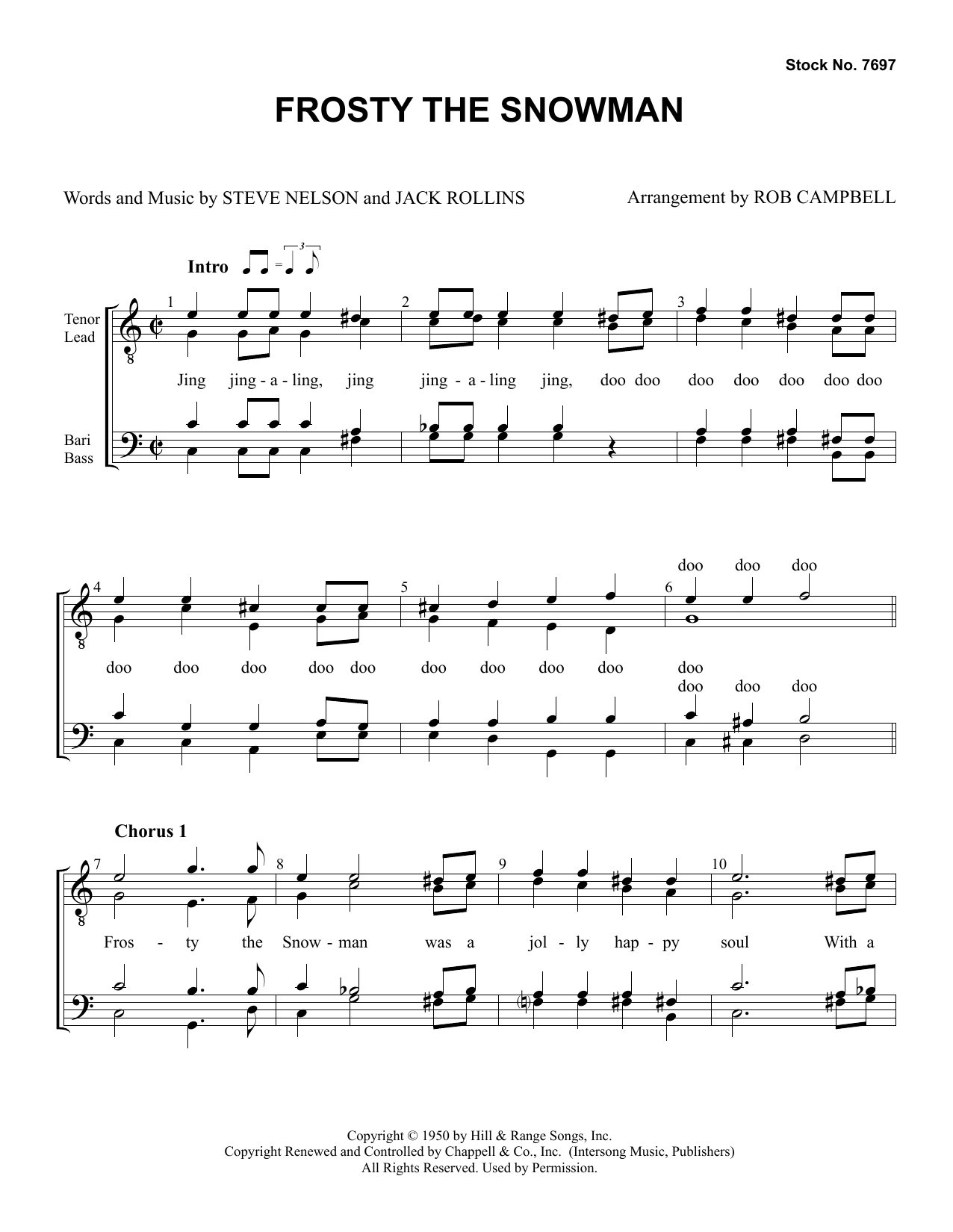 Steve Nelson & Jack Rollins Frosty The Snowman (arr. Rob Campbell) sheet music notes and chords arranged for SATB Choir