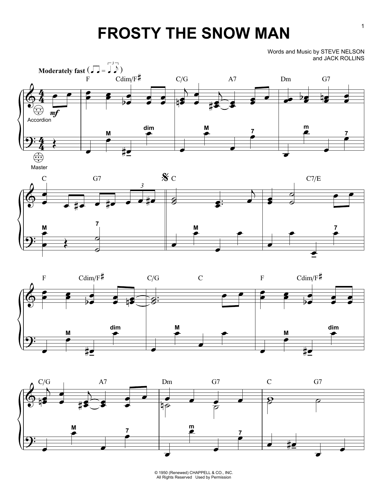 Steve Nelson Frosty The Snow Man sheet music notes and chords arranged for Easy Ukulele Tab