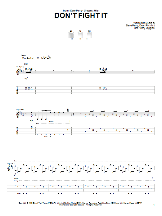 Steve Perry Don't Fight It sheet music notes and chords arranged for Guitar Tab