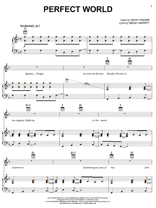Steve Russell Perfect World sheet music notes and chords arranged for Piano, Vocal & Guitar Chords (Right-Hand Melody)