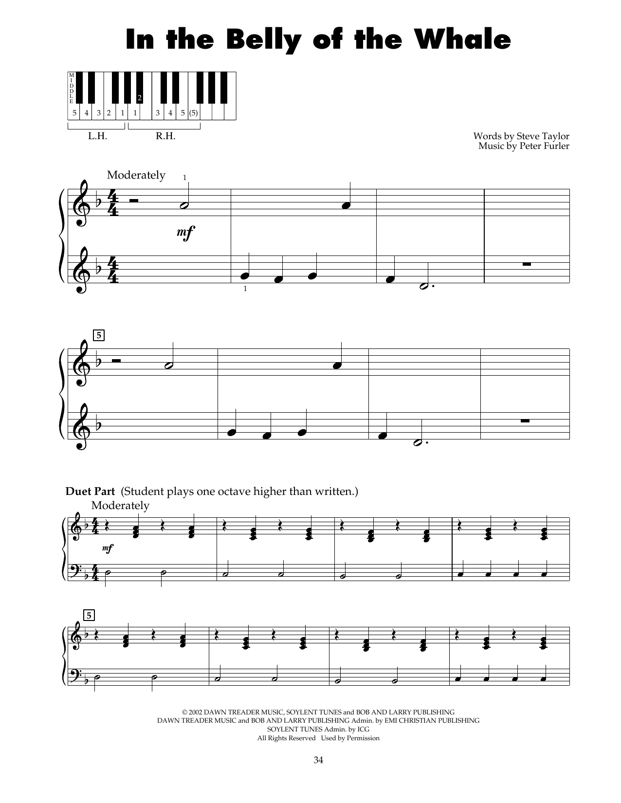 Steve Taylor In The Belly Of The Whale (from Jonah - A VeggieTales Movie) sheet music notes and chords arranged for 5-Finger Piano