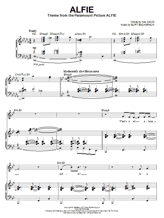 Steve Tyrell Alfie sheet music notes and chords arranged for Piano & Vocal