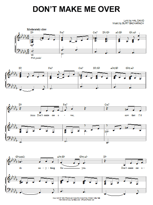 Steve Tyrell Don't Make Me Over sheet music notes and chords arranged for Piano & Vocal