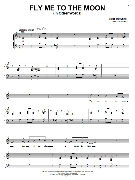 Steve Tyrell Fly Me To The Moon (In Other Words) sheet music notes and chords arranged for Piano & Vocal