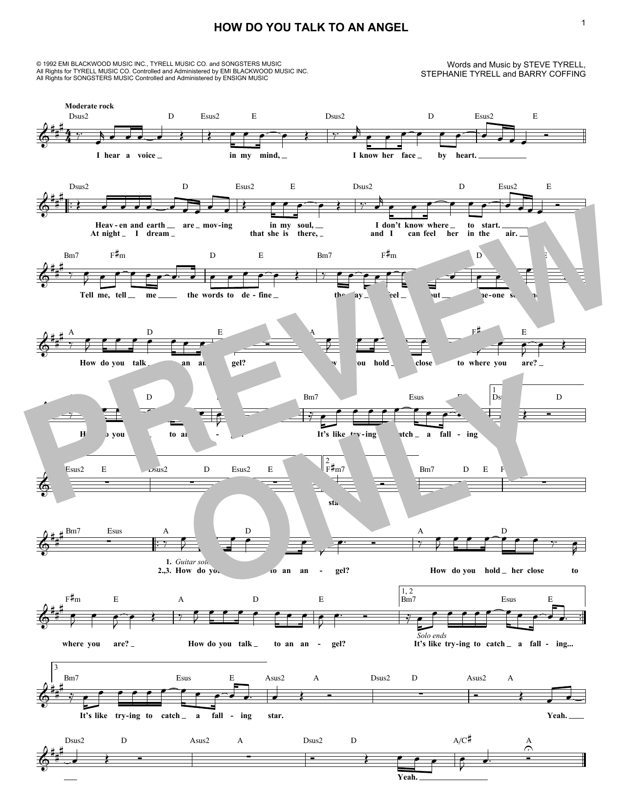 Steve Tyrell How Do You Talk To An Angel sheet music notes and chords arranged for Lead Sheet / Fake Book