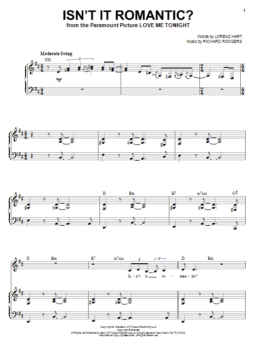 Steve Tyrell Isn't It Romantic? sheet music notes and chords arranged for Piano & Vocal