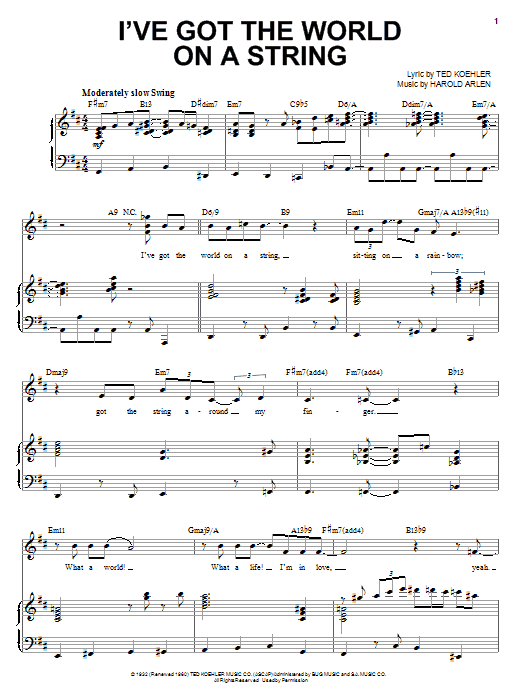 Steve Tyrell I've Got The World On A String sheet music notes and chords arranged for Piano & Vocal
