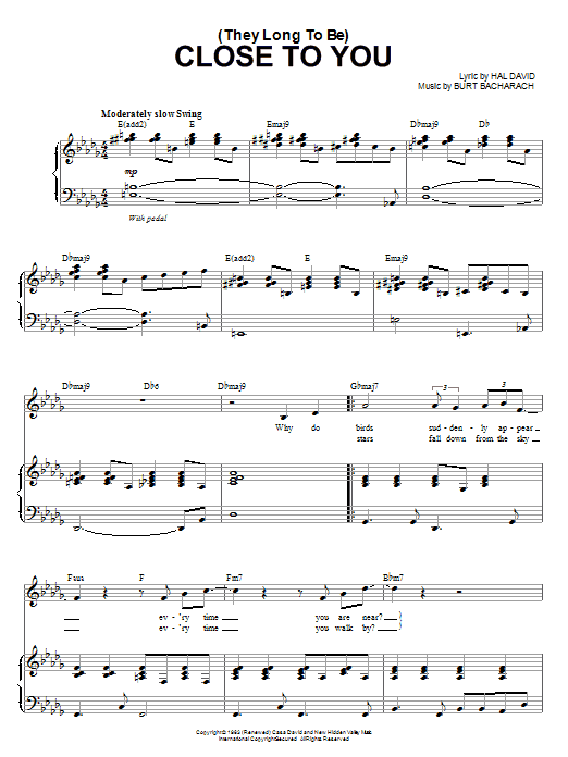 Steve Tyrell (They Long To Be) Close To You sheet music notes and chords arranged for Piano & Vocal