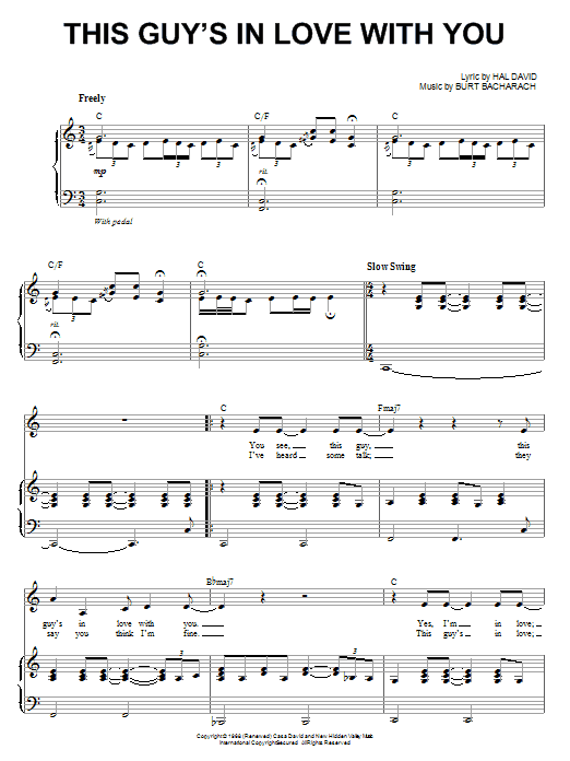 Steve Tyrell This Guy's In Love With You sheet music notes and chords arranged for Piano & Vocal