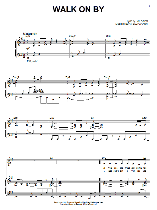 Steve Tyrell Walk On By sheet music notes and chords arranged for Piano & Vocal