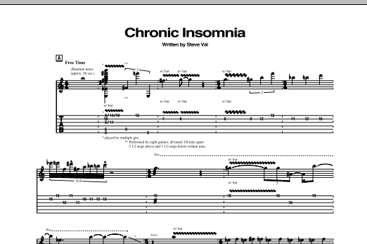 Steve Vai Chronic Insomnia sheet music notes and chords arranged for Guitar Tab