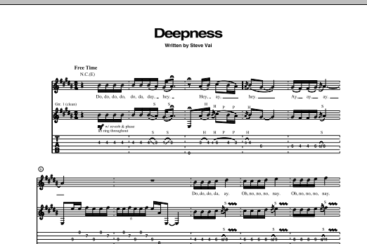 Steve Vai Deepness sheet music notes and chords arranged for Guitar Tab