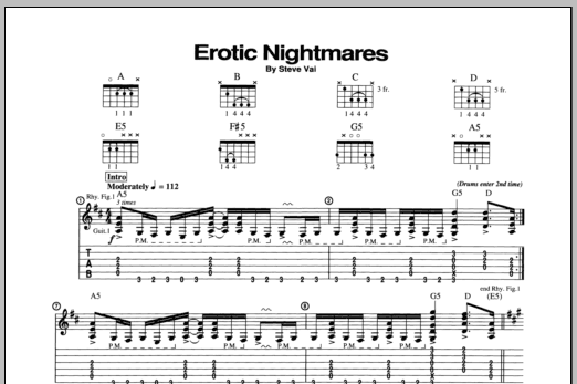 Steve Vai Erotic Nightmares sheet music notes and chords arranged for Guitar Tab