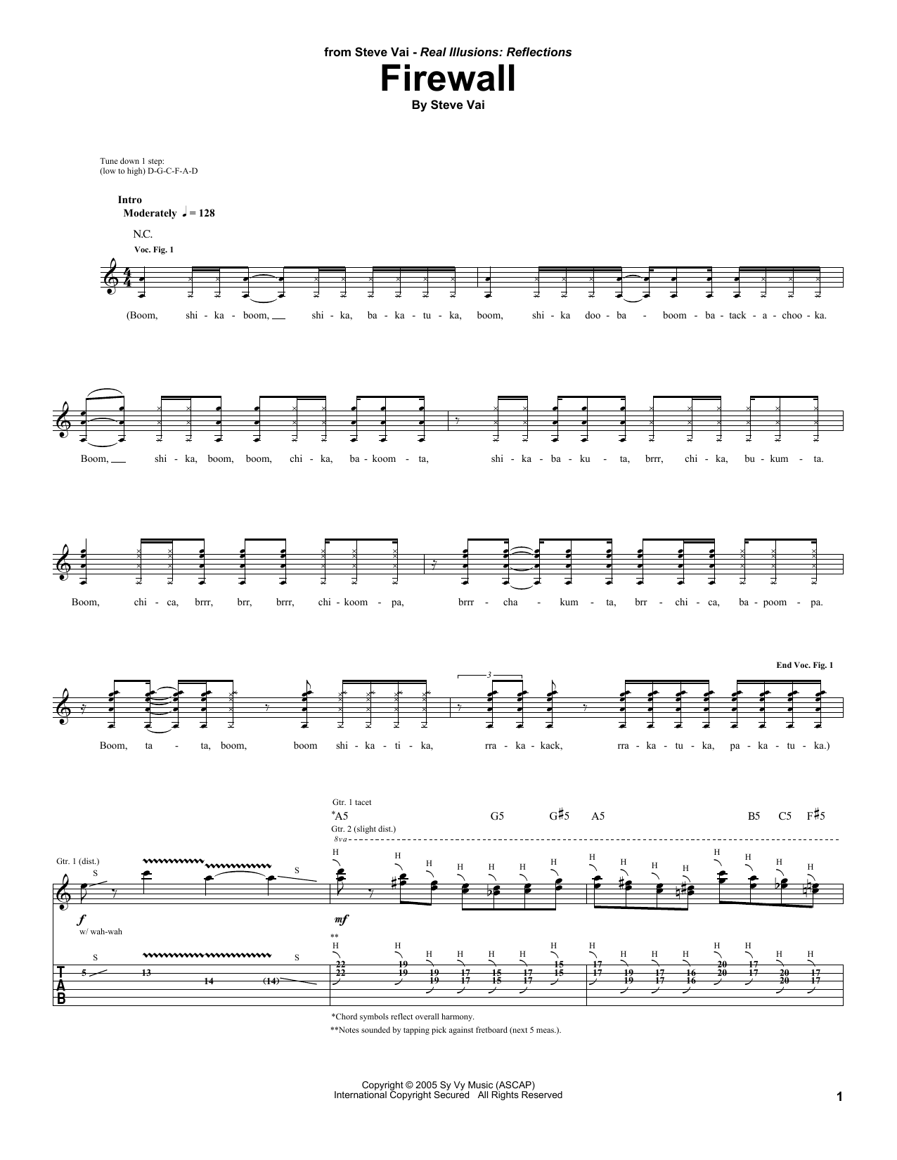 Steve Vai Firewall sheet music notes and chords arranged for Guitar Tab