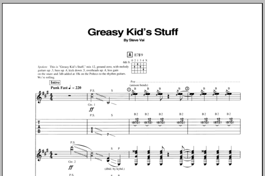 Steve Vai Greasy Kids Stuff sheet music notes and chords arranged for Guitar Tab