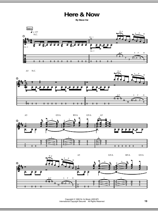 Steve Vai Here & Now sheet music notes and chords arranged for Guitar Tab