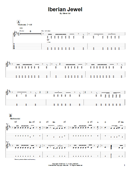 Steve Vai Iberian Jewel sheet music notes and chords arranged for Guitar Tab