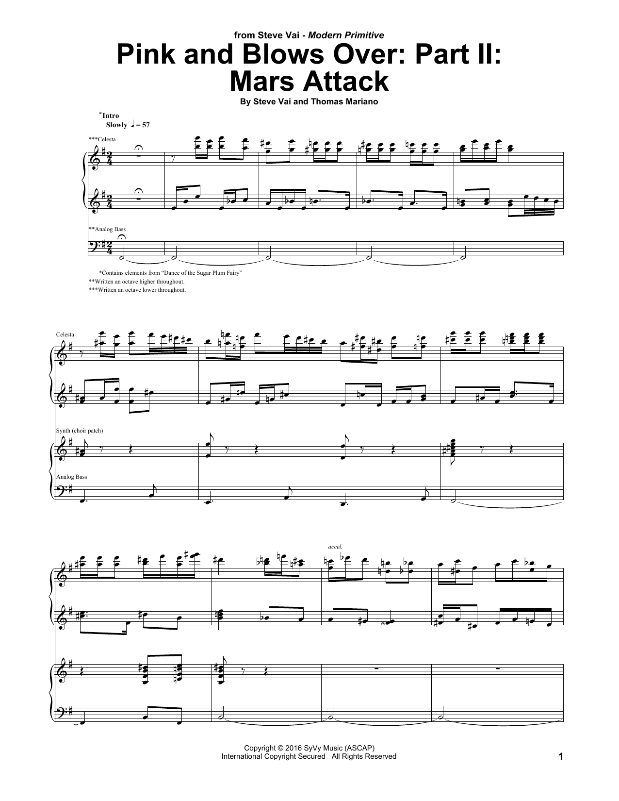 Steve Vai Pink And Blows Over: Part II: Mars Attack sheet music notes and chords arranged for Guitar Tab