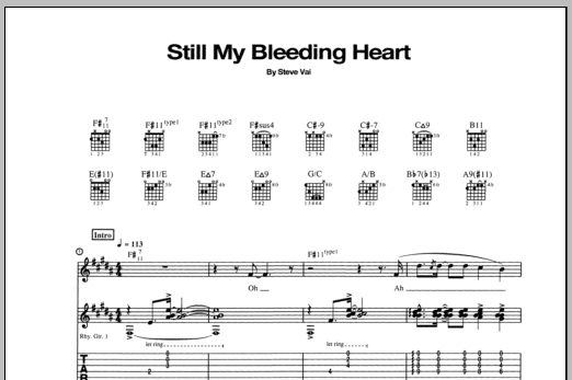 Steve Vai Still My Bleeding Heart sheet music notes and chords arranged for Guitar Tab