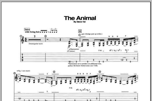 Steve Vai The Animal sheet music notes and chords arranged for Guitar Tab