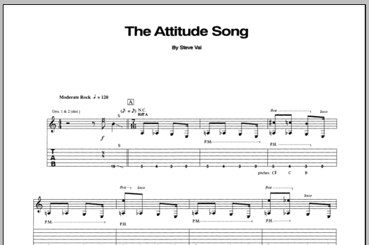 Steve Vai The Attitude Song sheet music notes and chords arranged for Guitar Tab