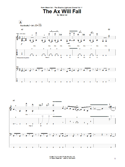Steve Vai The Ax Will Fall sheet music notes and chords arranged for Guitar Tab