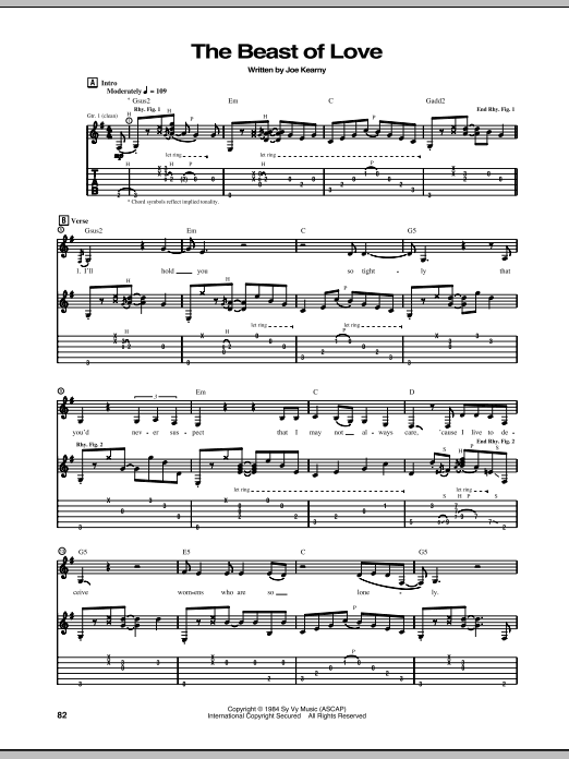 Steve Vai The Beast Of Love sheet music notes and chords arranged for Guitar Tab