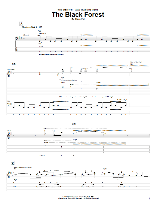Steve Vai The Black Forest sheet music notes and chords arranged for Guitar Tab