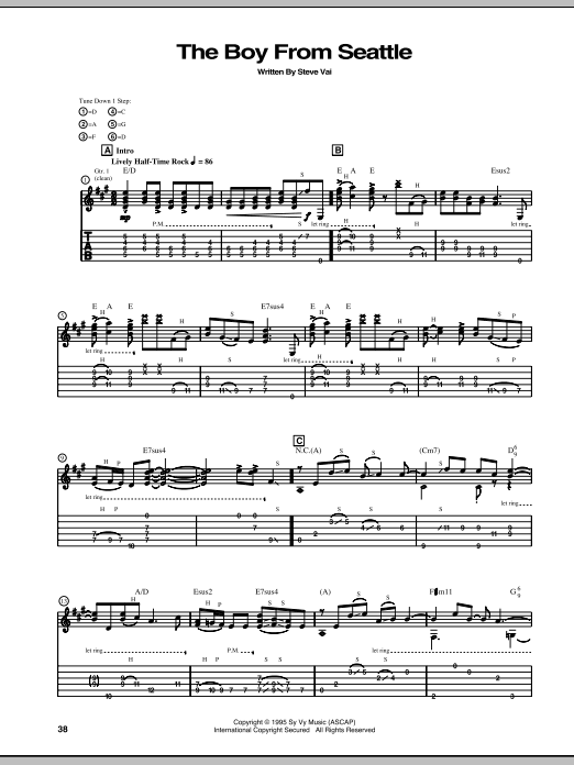 Steve Vai The Boy From Seattle sheet music notes and chords arranged for Guitar Tab