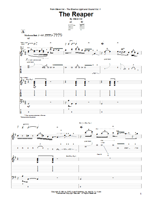 Steve Vai The Reaper sheet music notes and chords arranged for Guitar Tab