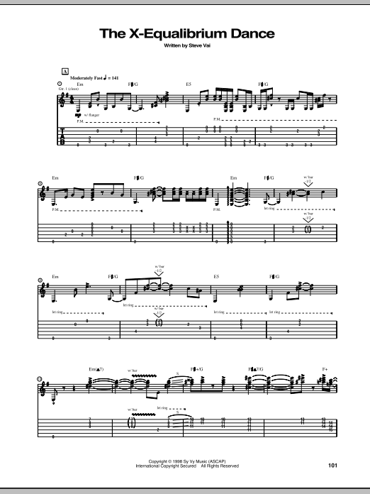 Steve Vai The X-Equalibrium Dance sheet music notes and chords arranged for Guitar Tab