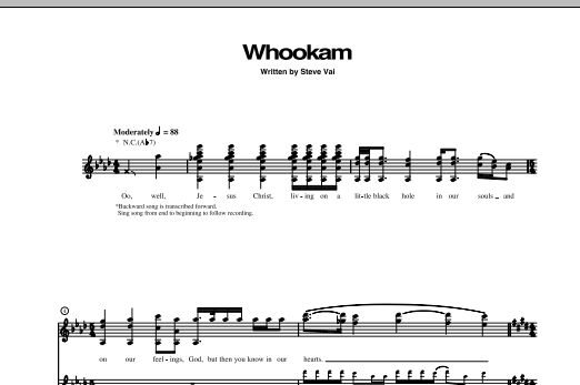 Steve Vai Whookam sheet music notes and chords arranged for Guitar Tab